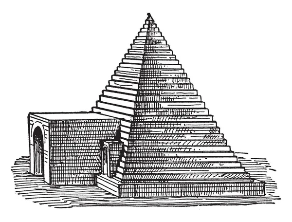 Graf Abydos Structurele Piramidale Meeste Vereerd Abydos Graf Piramide Oud — Stockvector