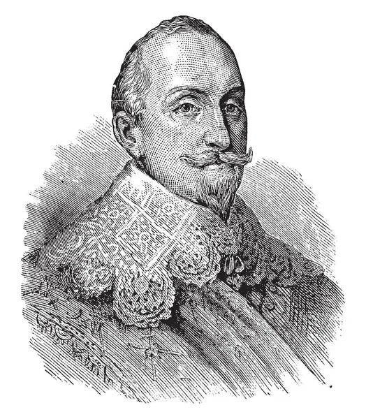 구스타프 아돌프 1594 1632 스웨덴의 설립자와 스웨덴 1611에서 1632 빈티지 — 스톡 벡터