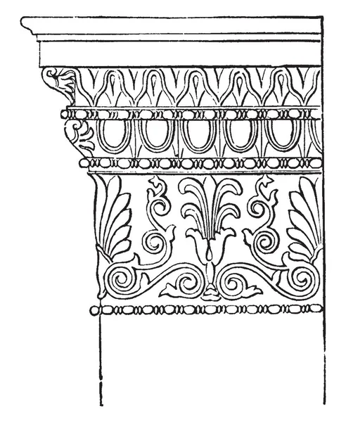 イオン Antae 首都アテネ Flutings ベース ラウンド ビンテージの線描画や彫刻イラストでミネルバ Polias の神殿から — ストックベクタ