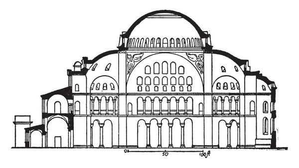 Sección Santa Sofía Antigua Basílica Patriarcal Más Tarde Una Mezquita — Vector de stock