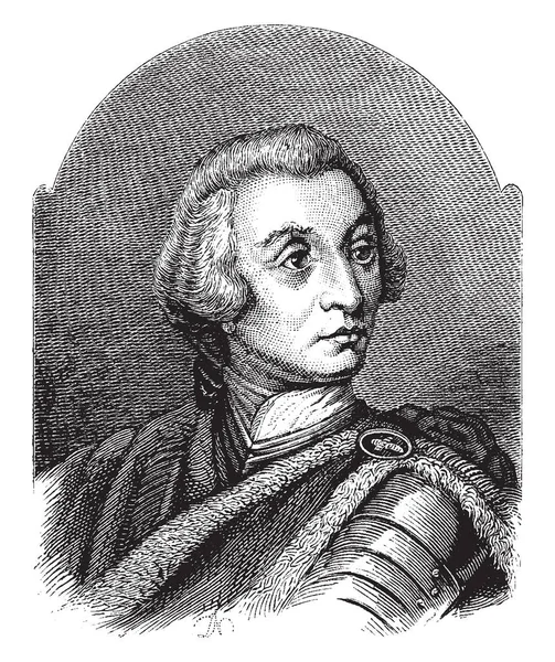 一般的なジェームス オグルソープ 1696 1785 彼はイギリス兵 議会のメンバー 博愛主義者 ジョージア ビンテージの線描画や彫刻イラストの知事 — ストックベクタ