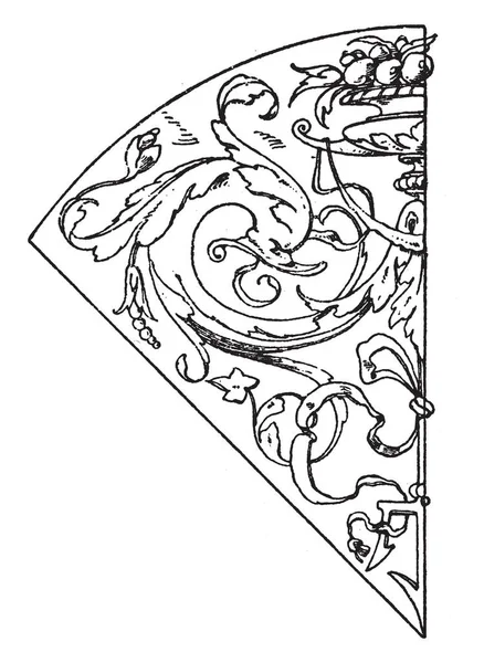 Современная Рельсовая Панель Длинный Крупный Рисунок Листьев Фруктов Винтажный Рисунок — стоковый вектор
