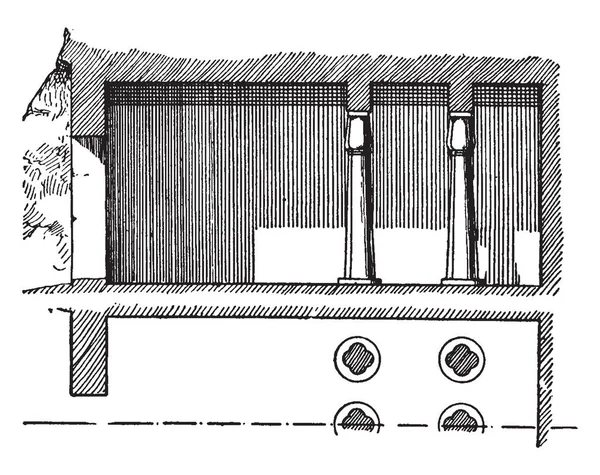 Section Half Plan Tomb Beni Hassan Burial Chambers Catacombs Cross — Stock Vector