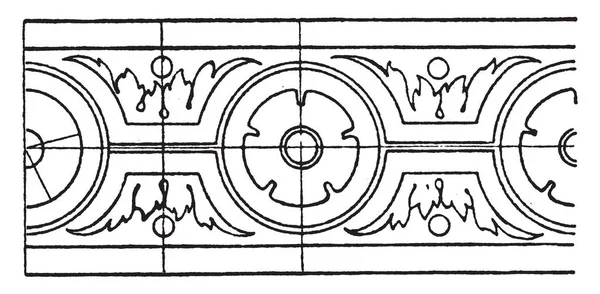 Popular Renaissance Rosette Band Patrón Una Flor Una Banda Simple — Vector de stock