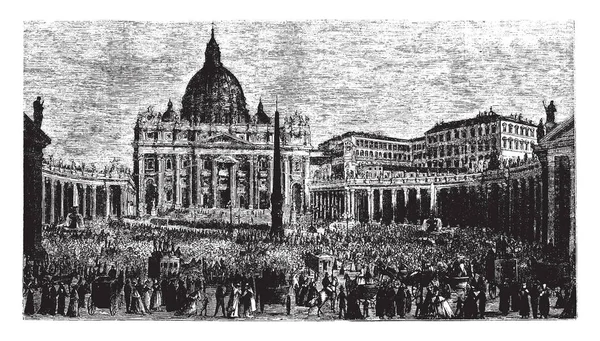 Peters Und Der Vatican Das Prominenteste Gebäude Innerhalb Der Vatikanischen — Stockvektor