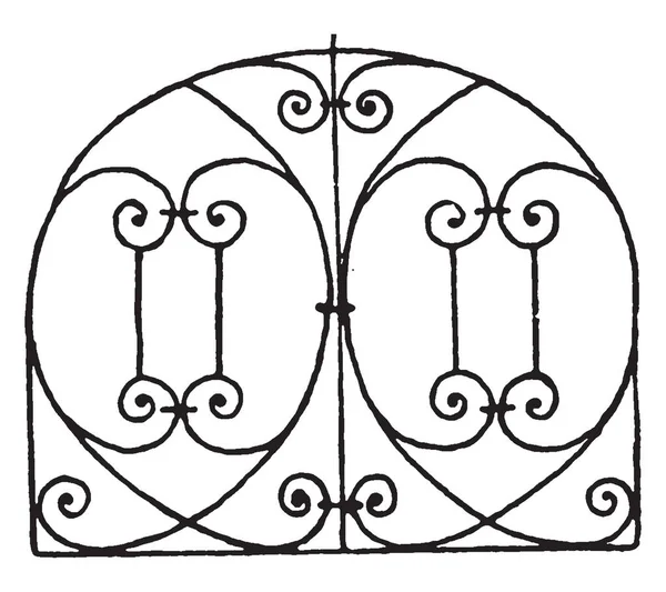 Grill Panel Design Renascentista Italiano Desenho Linha Vintage Gravura —  Vetores de Stock