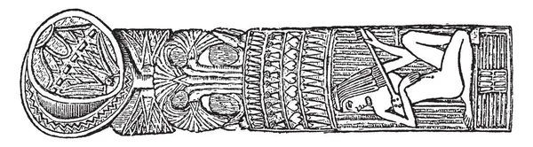 Різьблені Дерев Яною Ложкою Покриттям Єгипетський Візерунок Vintage Штриховий Малюнок — стоковий вектор