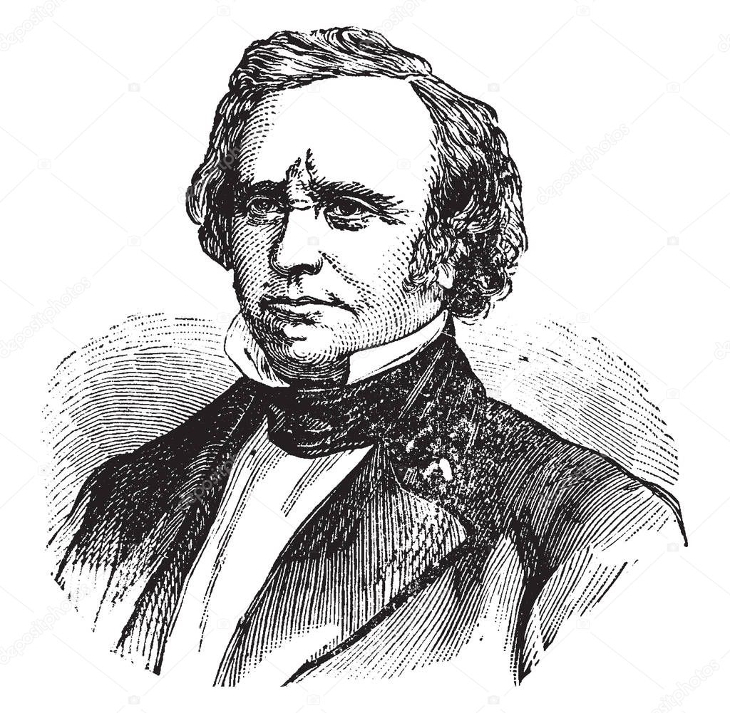 Henry Wilson, 1812-1875, he was the vice president of the United States and United States senator from Massachusetts, vintage line drawing or engraving illustration