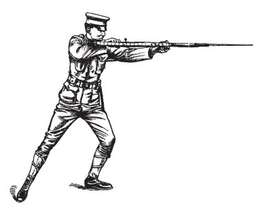 Bir asker tüfeği, vintage çizgi çizme veya oyma illüstrasyon