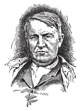 Thomas Alva Edison, ABD'li mucit, işadamı ve seri üretim, vintage çizgi çizme veya oyma illüstrasyon prensipleri uygulamak için ilk mucitler o 1847-1931, oldu