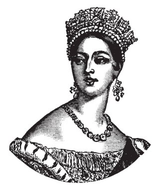 Kraliçe Victoria, 1819-1901, o kraliçesi Büyük Britanya Birleşik Krallık ve İrlanda 1837 gelen 1901 için vintage çizgi çizme veya oyma illüstrasyon yapıldı.