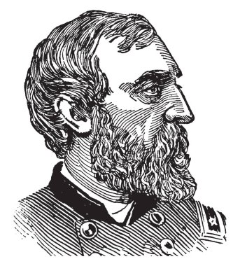 General George G. Meade, 1815-1872, he was a United States army officer, union general and civil engineer involved in the coastal construction of several lighthouses, vintage line drawing or engraving illustration clipart