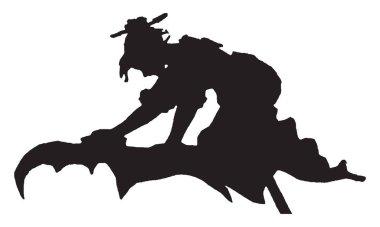 Ovma bir yaprak, vintage çizgi çizme veya illüstrasyon oyma peri silüeti