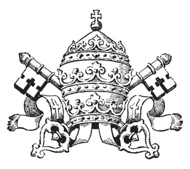 Papa'nın amblem var Papa'nın güç, vintage çizgi çizme veya oyma illüstrasyon yükselişi.