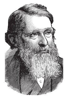 John Ruskin, 1819-1900, o Victoria dönemi, sanat koruyuculuğu ve teknik ressam, vintage çizgi çizme veya oyma illüstrasyon önde gelen İngiliz sanat eleştirmeni olarak