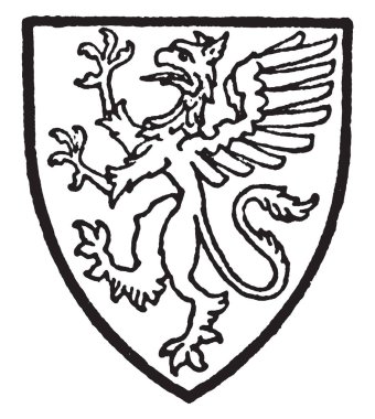 Griffin bir aslan engel parçaları taşıyordu ve geri kalan kısmı kartal, vintage çizgi çizme veya oyma illüstrasyon.