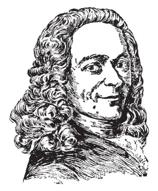 Voltaire (Francois Marie Abouet), 1694-1778, o Fransız aydınlanma yazar, tarihçi ve filozof, vintage çizgi çizme veya illüstrasyon oyma oldu
