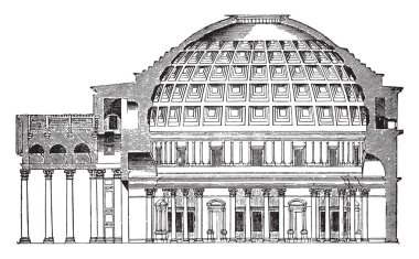 Kubbe Roma, vintage oyulmuş illüstrasyon Pantheon Kupası. Endüstriyel ansiklopedi E.-O. Lami - 1875