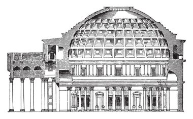 Dome of the Pantheon Cup in Rome, vintage engraved illustration. Industrial encyclopedia E.-O. Lami - 1875 clipart