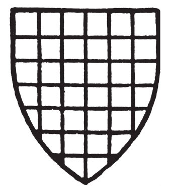 Warenne çap Checky altın ve gök mavisi, çizim veya şekil oyma vintage çizgi.