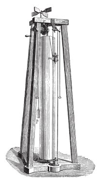 Silindir ile sürekli göstergeler, genel Morin, dönen vintage illüstrasyon kazınmış. Endüstriyel ansiklopedi E.-O. Lami - 1875