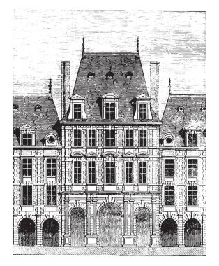 Place Royale, vintage oyulmuş illüstrasyon pavyonlar görünümünü. Endüstriyel ansiklopedi E.-O. Lami - 1875