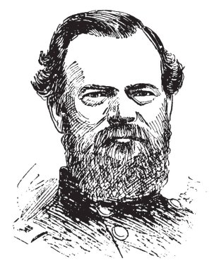 General James B. Mcpherson, 1828-1864, o bir kariyer Amerika Birleşik Devletleri Ordusu subayı ve, sendika Ordusu'nda Amerikan İç Savaşı, vintage çizgi çizme veya oyma illüstrasyon sırasında yapıldı.