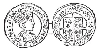 Bu resimde sikke, Edward VI, vintage çizgi çizme veya oyma illüstrasyon temsil eder..
