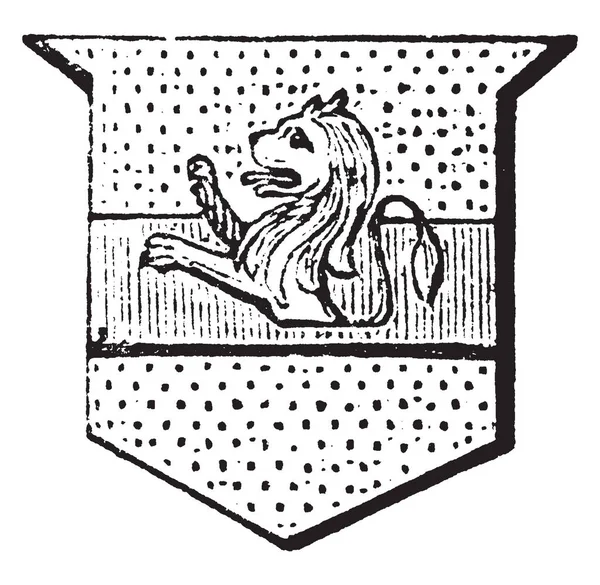 Lion Naissant Een Franse Woord Betekenende Komen Vintage Lijntekening Gravure — Stockvector