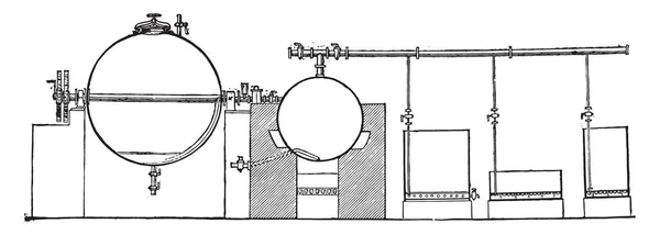 Aparelho Para Fabricação Cola Osso Vintage Gravada Ilustração Enciclopédia Industrial — Vetor de Stock