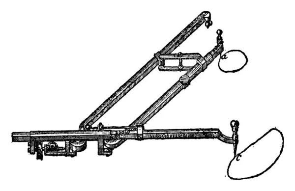 プラニ メーター アンプ測定小さなエリアのため ヴィンテージには 図が刻まれています 産業百科事典 1875 — ストックベクタ
