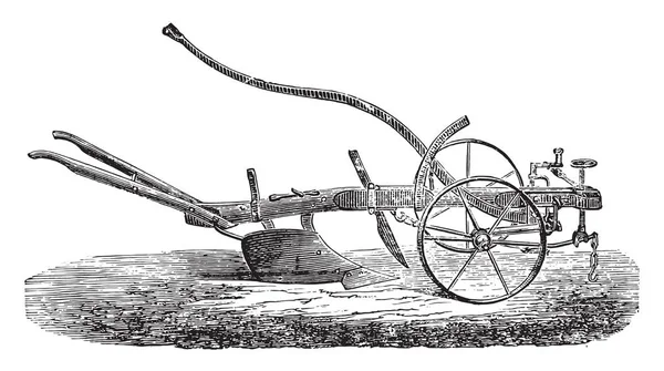 Surco Simple Dombasle Ilustración Grabada Vintage Enciclopedia Industrial Lami 1875 — Archivo Imágenes Vectoriales