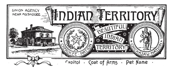 Знамя Индийской Территории Соединенных Штатах Показывает Профсоюзное Агентство Вблизи Muskogee — стоковый вектор