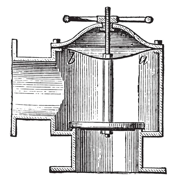 Válvula Grifo Para Tuberías Distribución Gas Ilustración Grabada Vintage Enciclopedia — Vector de stock