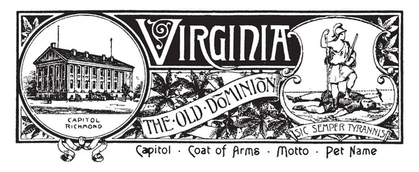 Pancarta Estatal Virginia Antiguo Dominio Esta Pancarta Tiene Casa Estado — Archivo Imágenes Vectoriales