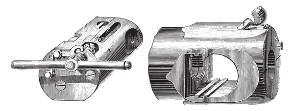 Mecanismo Nalgas Cuña Helicoidal Prismática Sistema Krupp Ilustración Grabada Vintage — Archivo Imágenes Vectoriales