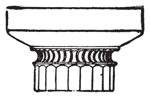 ギリシャのドリス式首都 プレーン 飾り気のない ビンテージの線描画や彫刻イラスト — ストックベクタ
