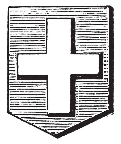 Kříž Couped Jsou Francouzského Slova Couper Vintage Kreslení Čar Nebo — Stockový vektor