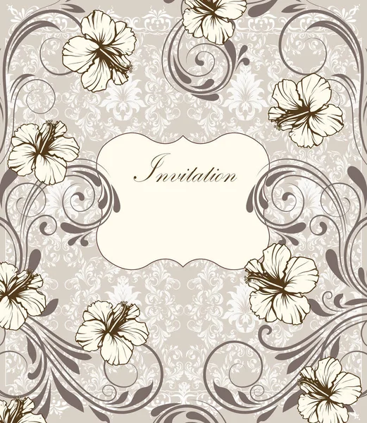 Cartão Convite Vintage Com Ornamentado Elegante Retro Design Floral Abstrato — Vetor de Stock