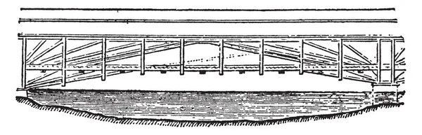 Schaffhausen Bridge Est Pont Poutres Pont Routier Dessin Ligne Vintage — Image vectorielle