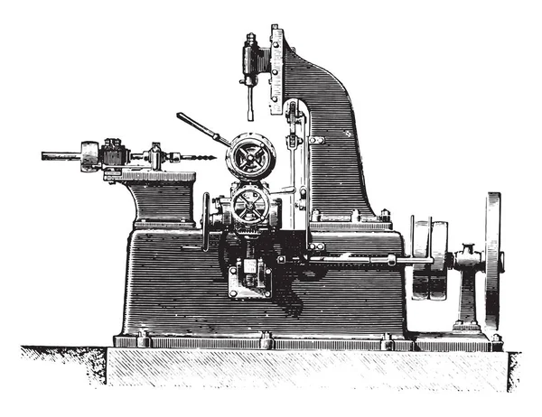 Cubos Entalhe Máquina Exibição Perfil Ilustração Gravada Vintage Enciclopédia Industrial —  Vetores de Stock