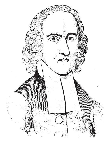 乔纳森爱德华兹 1703 1758 他是一个美国复兴传教士 哲学家 和公理新教神学家 复古线画或雕刻插图 — 图库矢量图片
