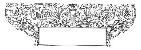 Декоративный Заголовок Песочными Часами Центре Рисунок Винтажной Линии Гравировка — стоковый вектор