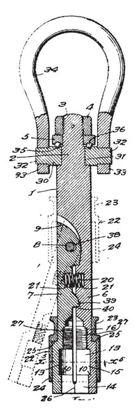 此图所示为抽油杆 它是连接泵内部的钢棒 复古线条绘制或雕刻图 — 图库矢量图片