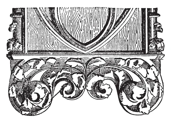 Pew End Dibujo Línea Ilustración Grabado Estilo Gótico Medio Alemán — Archivo Imágenes Vectoriales