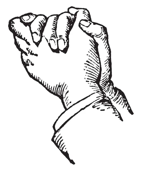 Esta Imagem Representa Posição Das Mãos Súplica Fervorosa Desenho Linha —  Vetores de Stock