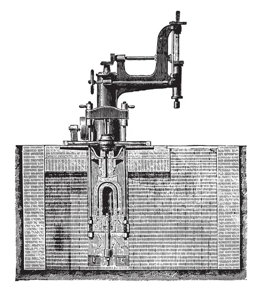 Sala Trapano Mozzo Posizionare Portaruota Illustrazione Incisa Epoca Enciclopedia Industriale — Vettoriale Stock