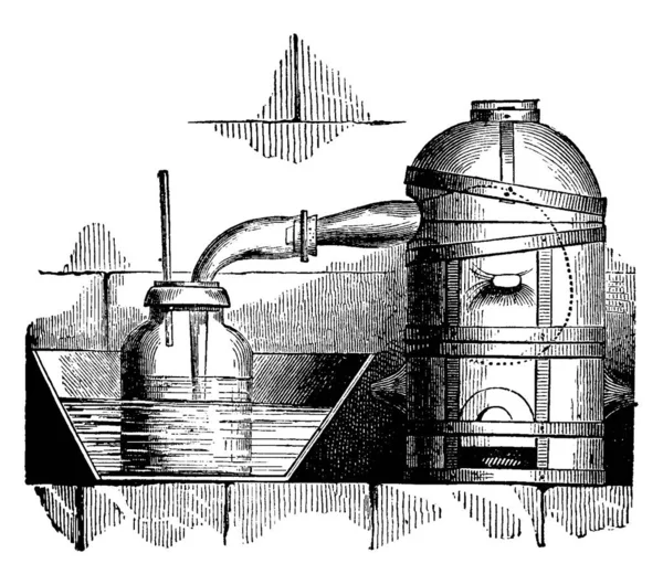 Reverberator Fırın Vintage Illüstrasyon Kazınmış Endüstriyel Ansiklopedi Lami 1875 — Stok Vektör