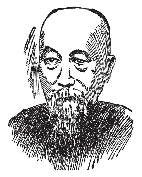 李洪昌 1823 1901 他是一个中国的政治家 清朝的将军和外交官平息了几大叛乱 在清朝宫廷的重要阵地服役 复古线画或雕刻插图 — 图库矢量图片