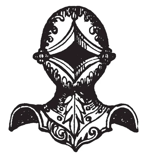 Геральдика Рыцарь Имеют Полный Шлем Стали Винтажные Линии Рисунок Гравировка — стоковый вектор